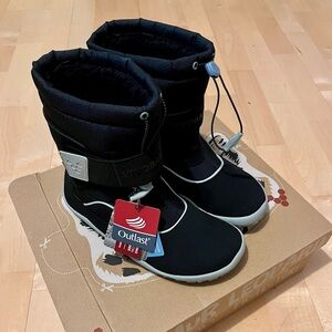 NWT! Vivobarefoot Vivo Yeti Kids Winter Snow Boots EU 35 Black Aqua